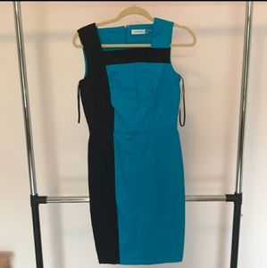 Turquoise and black Calvin Klein work dress